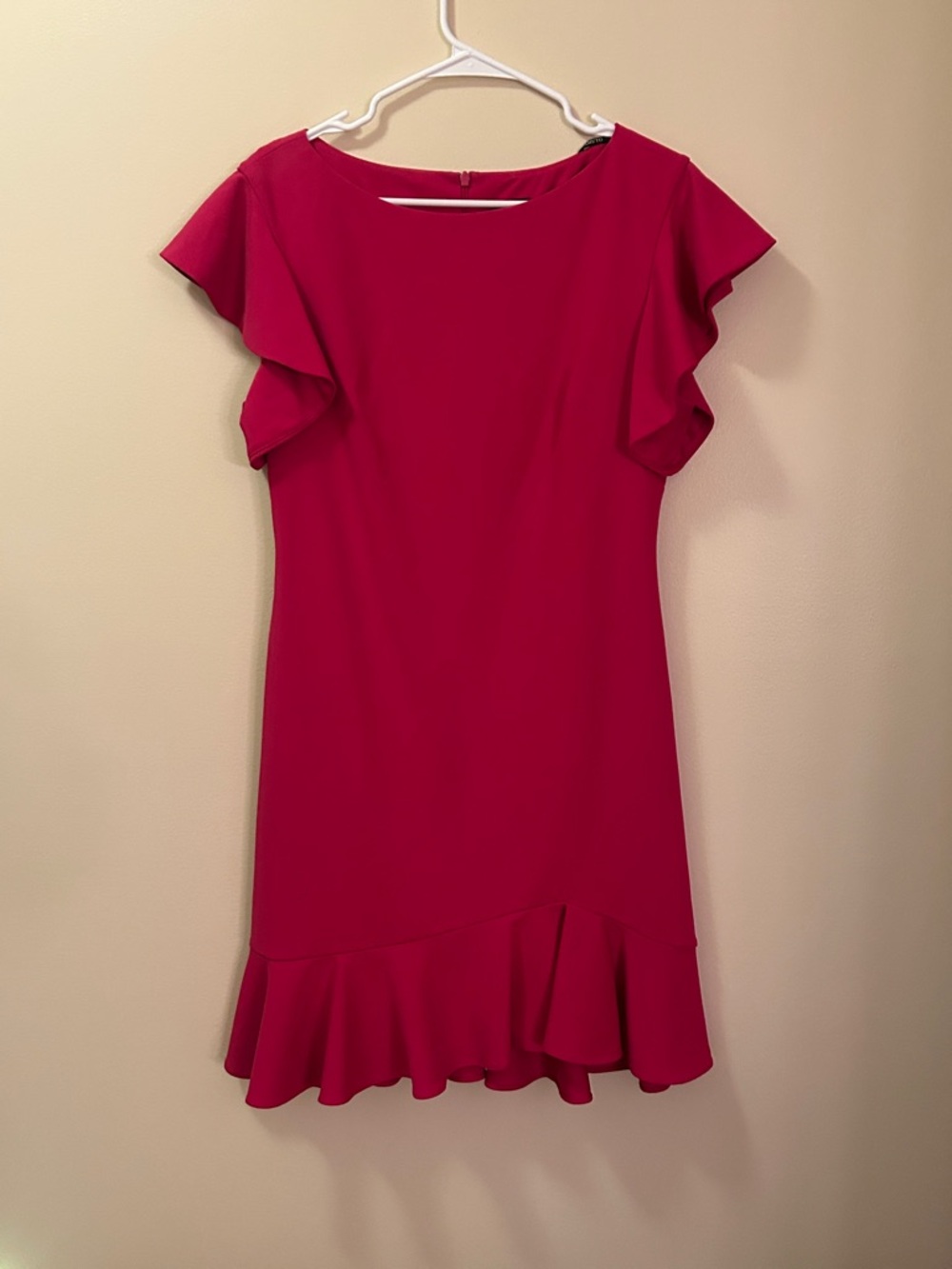 Vince Camuto Raspberry Ruffle-Trim Mini Dress Size 10